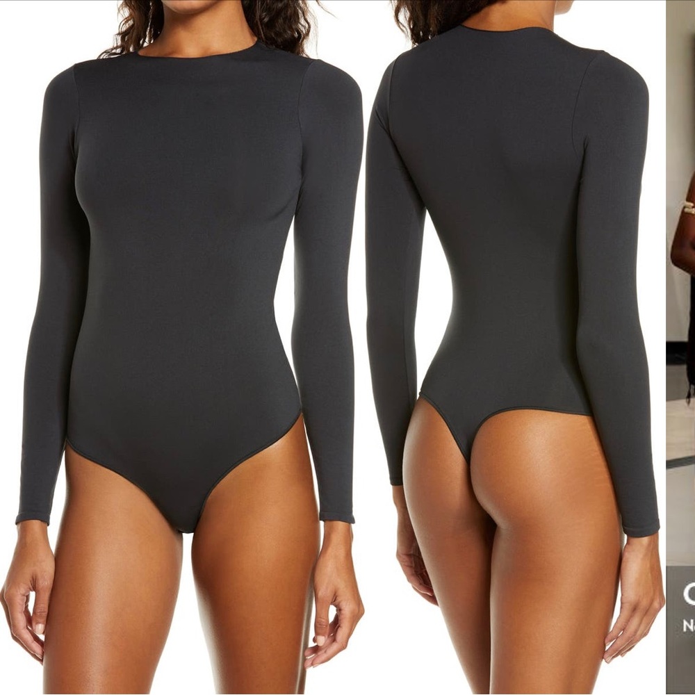 Skims Essential Long Sleeve Crewneck Bodysuit